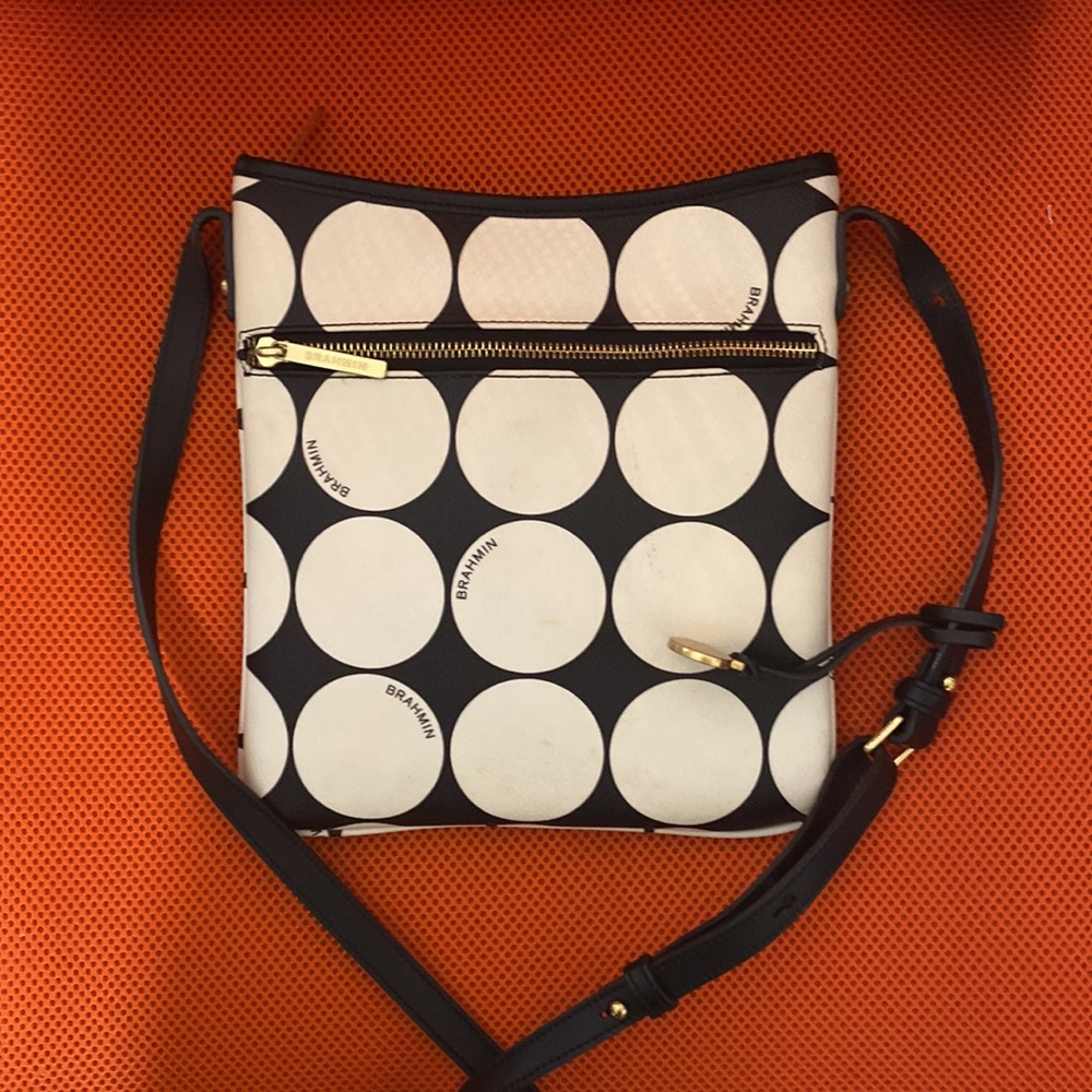 Brahmin black & white polka dot crossbody